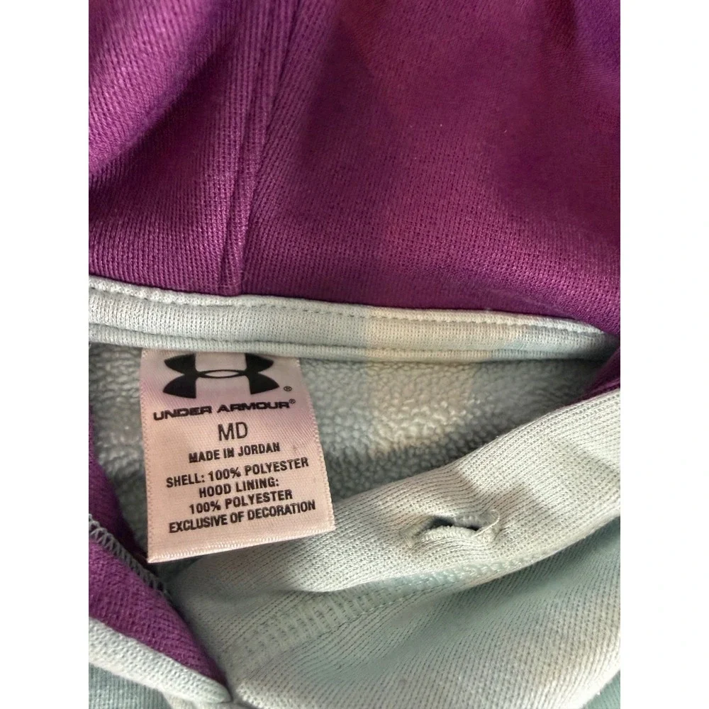 Under Armour Kids Mint Green Purple Big Logo Fleece Hoodie Sweatshirt Size‎ MD